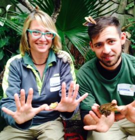 Equipo de exteriores de Faunia en el Polinario